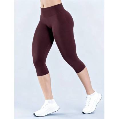 TKITK Women Nylon Low-Rise Seamless Butt Lifting Capri Pants Yoga Fitness Workout Leggings