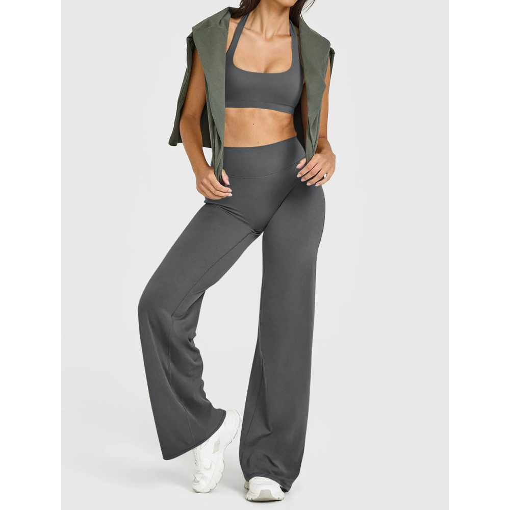 TKITK 2026 New Wide Leg Yoga Pants for Women Straight Leg Workout Casual Pants Ladies Fitness Trousers