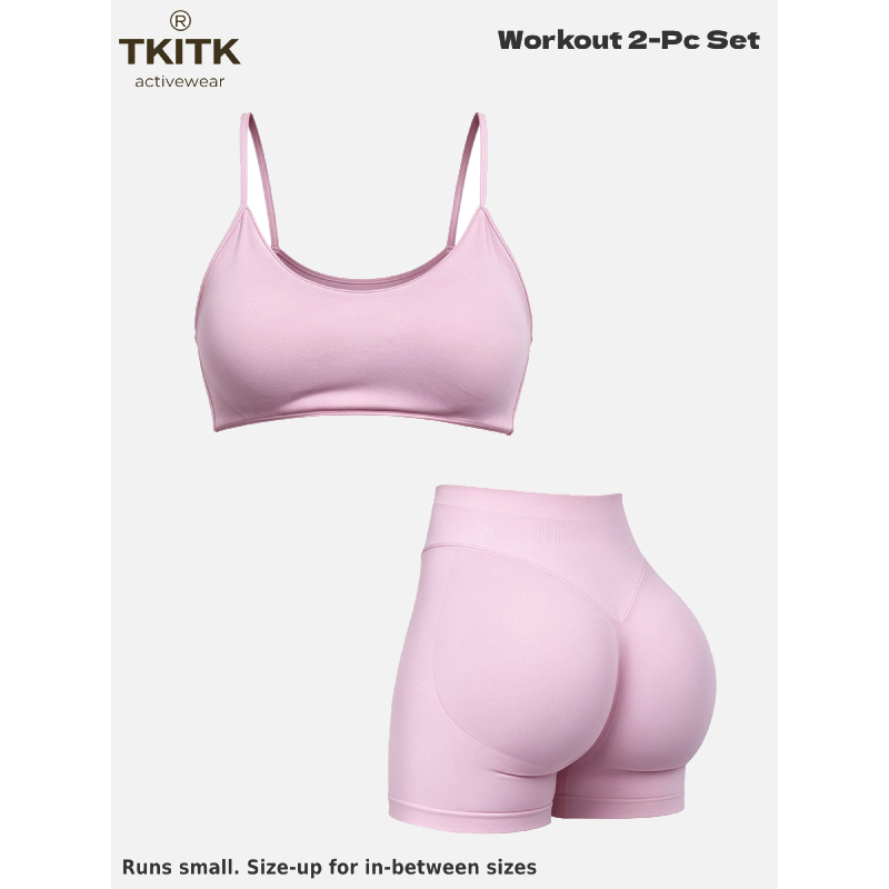 Tkitk 2-Piece Set, U-Shoulder Sports Bra + WorkoutShorts, New 2026 Design, Butt Lifting, Gym Yoga Fitness,Casual All Seasons