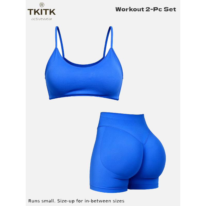 Tkitk 2-Piece Set, U-Shoulder Sports Bra + WorkoutShorts, New 2026 Design, Butt Lifting, Gym Yoga Fitness,Casual All Seasons