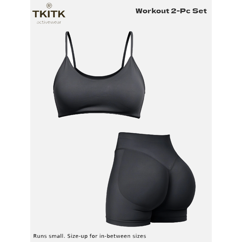 Tkitk 2-Piece Set, U-Shoulder Sports Bra + WorkoutShorts, New 2026 Design, Butt Lifting, Gym Yoga Fitness,Casual All Seasons