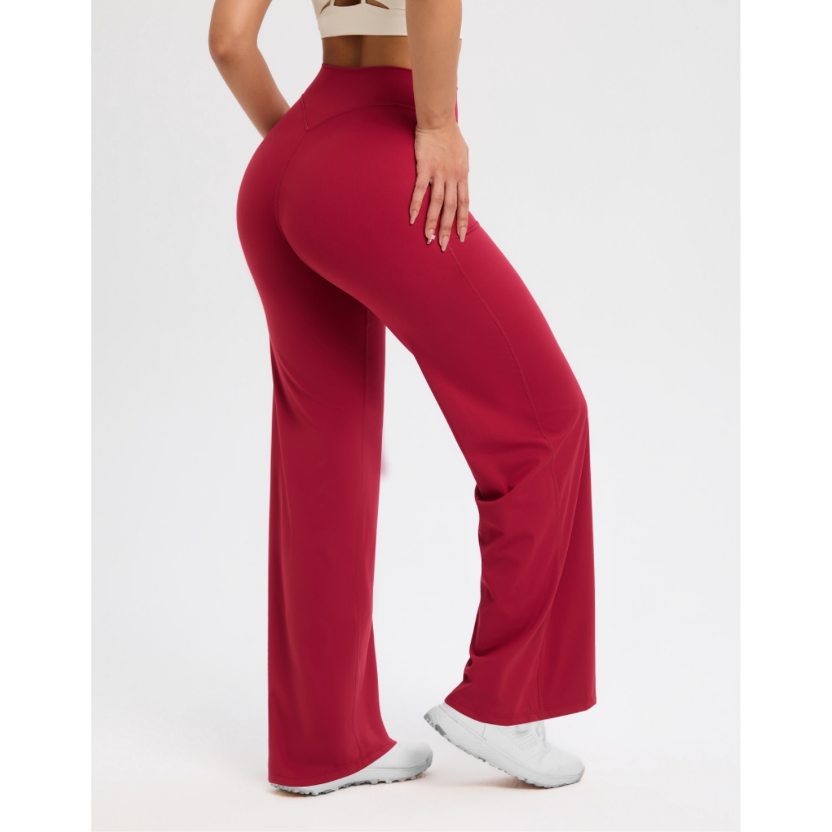 TKITK SoftMotion Straight Leg Bottoms Women's Mid-Waist Yoga Pants GYM Leggings Naked Feel Pilates Running Sports Trousers