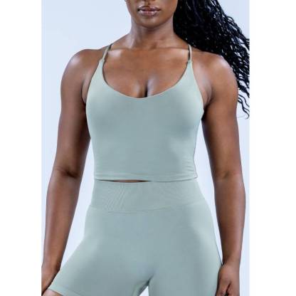 TKITK Seamless camisole tank top for women, integrated sports bra for gym workout