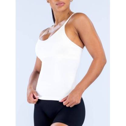 TKTIK Women’s U-Neck Straight Strap Seamless Long Tank Top Yoga Fitness Workout Top