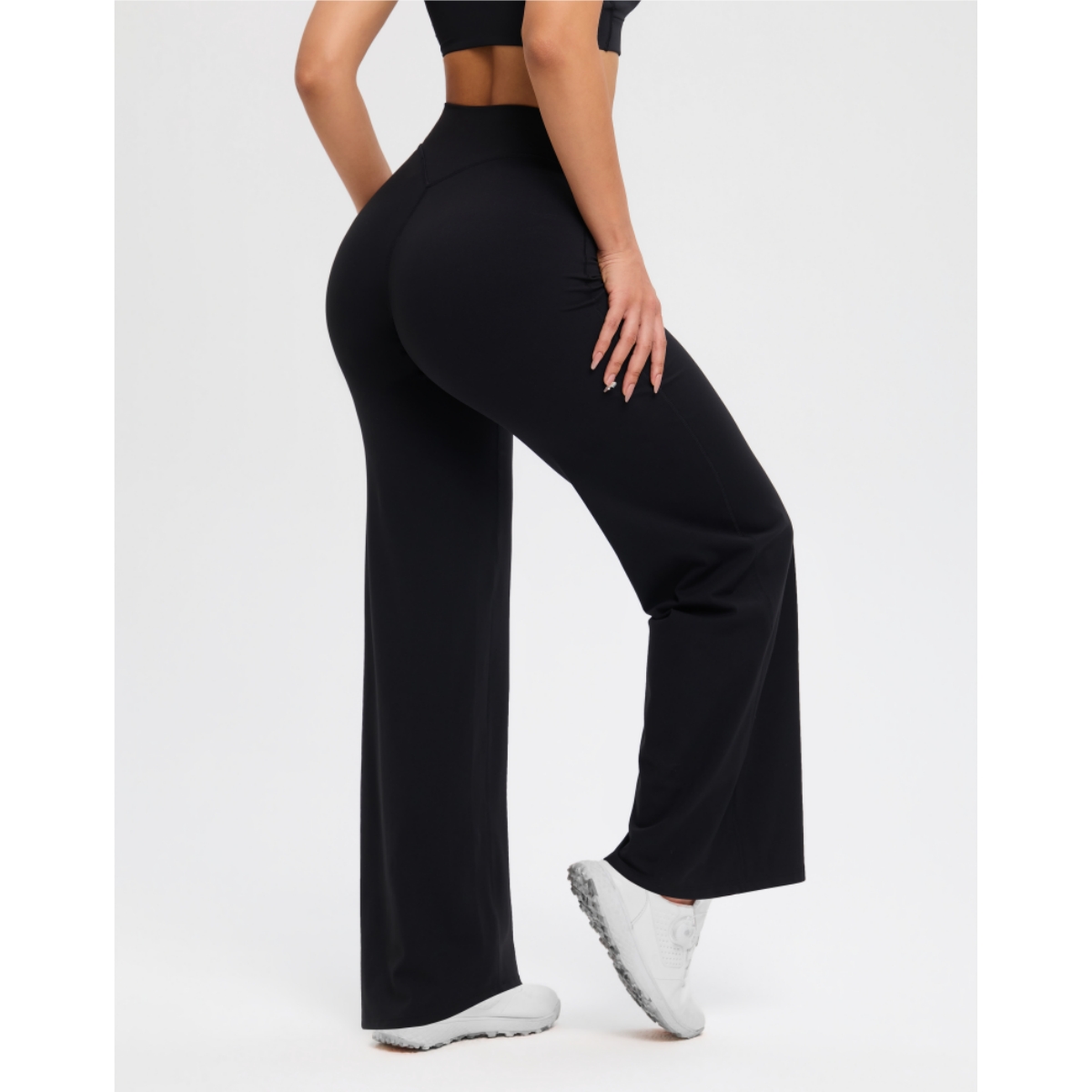 TKITK SoftMotion Straight Leg Bottoms Women's Mid-Waist Yoga Pants GYM Leggings Naked Feel Pilates Running Sports Trousers