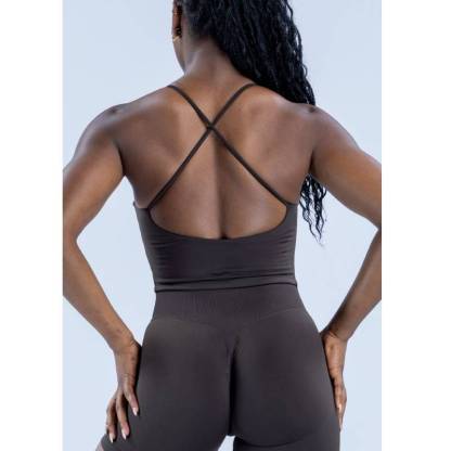 TKITK Seamless camisole tank top for women, integrated sports bra for gym workout
