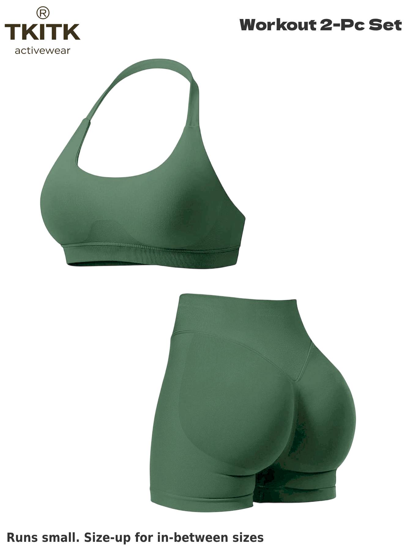 TKITK Women Yoga 2 Piece Set Butt Lifting High Waist Yoga Shorts Sports Bra Workout Fitness Activewear Set