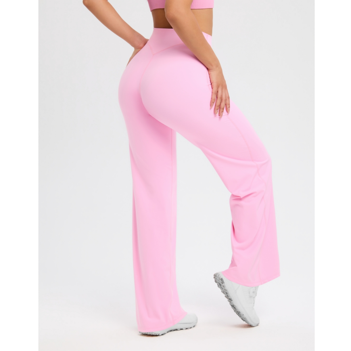 TKITK SoftMotion Straight Leg Bottoms Women's Mid-Waist Yoga Pants GYM Leggings Naked Feel Pilates Running Sports Trousers