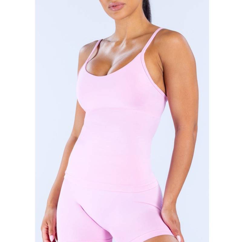 TKTIK Women’s U-Neck Straight Strap Seamless Long Tank Top Yoga Fitness Workout Top