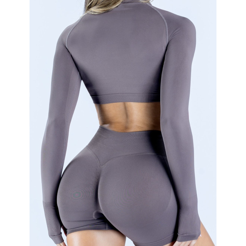 TKITK Cropped Zip Up Yoga Sports Jacket Half Zip Thumb Hole Long Sleeve Slim Fit Fitness Workout Jacket