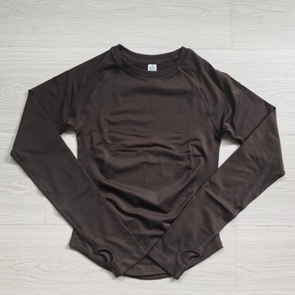 TKITK Long Sleeve Top Womens Gym Clothes Seamless Slim Fitness Yoga Clothes Sport T-Shirt Quick Dry Running Workout Shirts