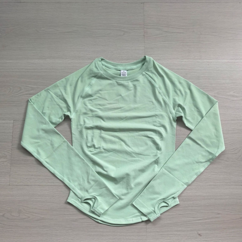TKITK Long Sleeve Top Womens Gym Clothes Seamless Slim Fitness Yoga Clothes Sport T-Shirt Quick Dry Running Workout Shirts