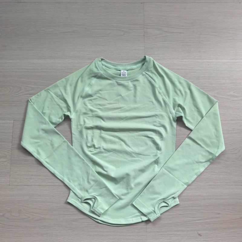 TKITK Long Sleeve Top Womens Gym Clothes Seamless Slim Fitness Yoga Clothes Sport T-Shirt Quick Dry Running Workout Shirts