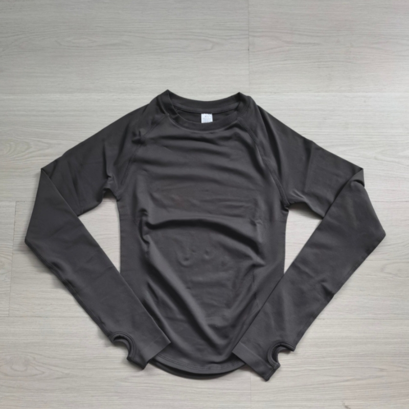 TKITK Long Sleeve Top Womens Gym Clothes Seamless Slim Fitness Yoga Clothes Sport T-Shirt Quick Dry Running Workout Shirts