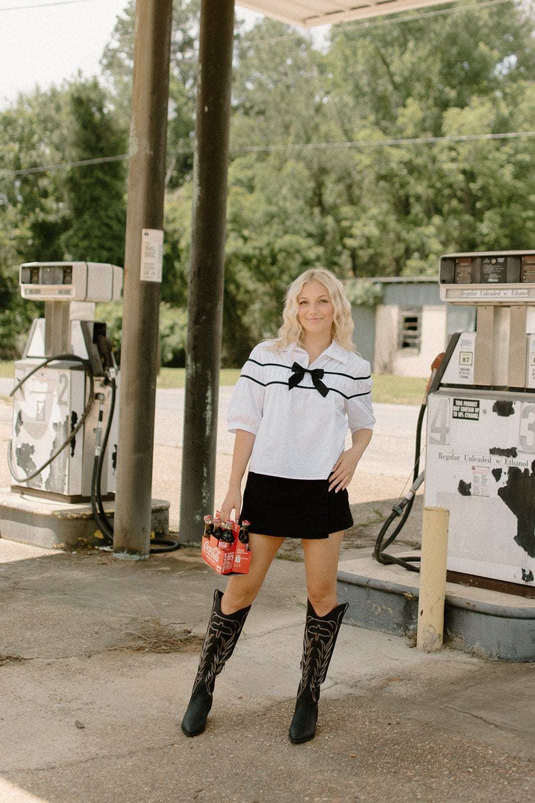 White Bow Detail Poplin Blouse