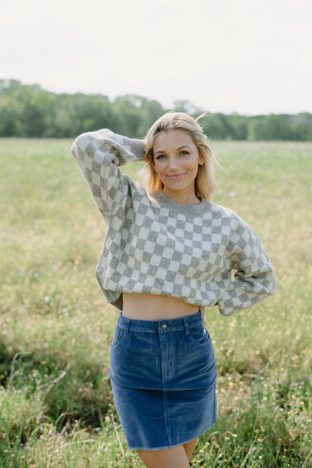 Dusty Blue Corduroy Mini Skirt