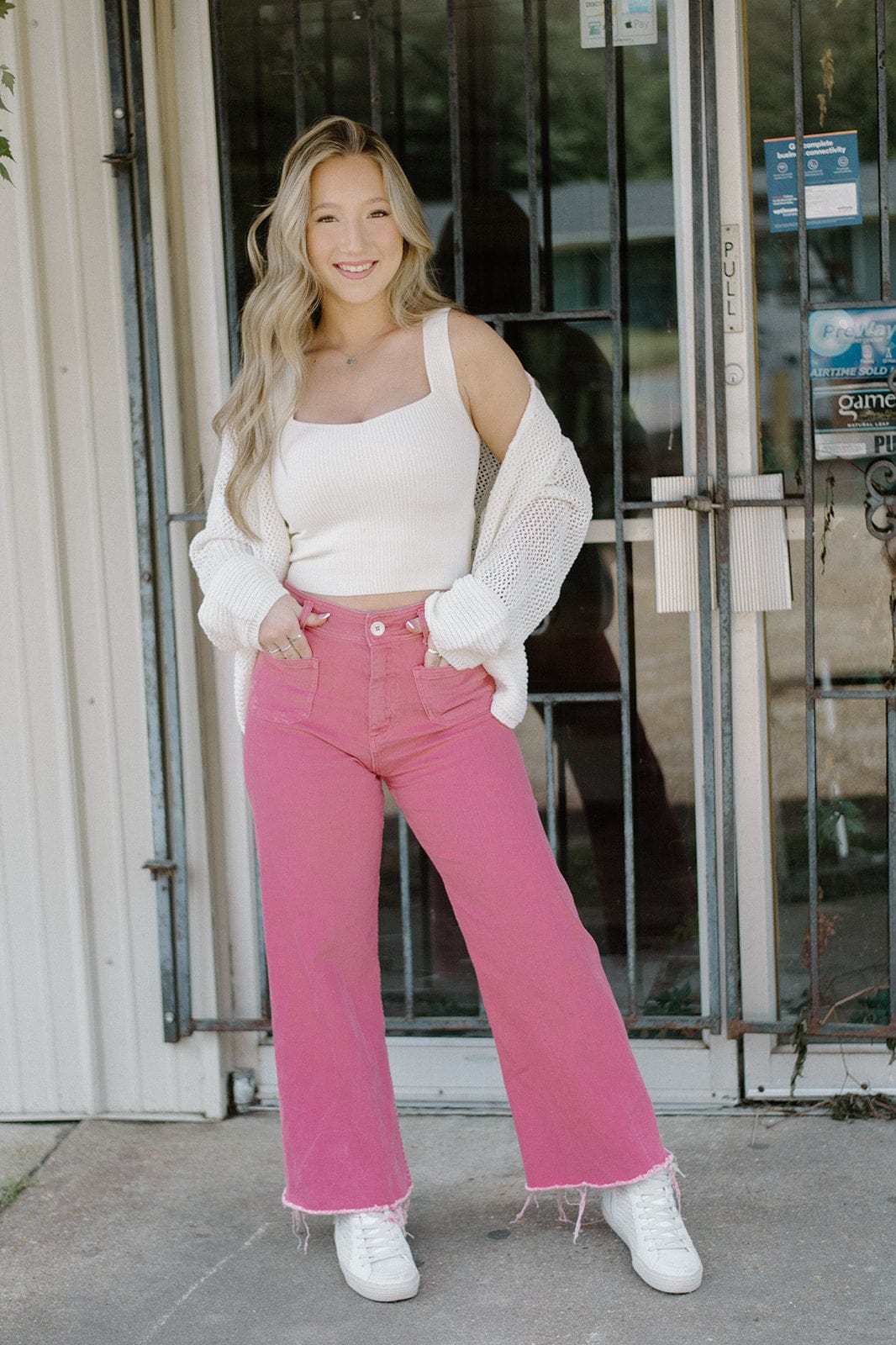 Cream Ribbed Cropped Tank