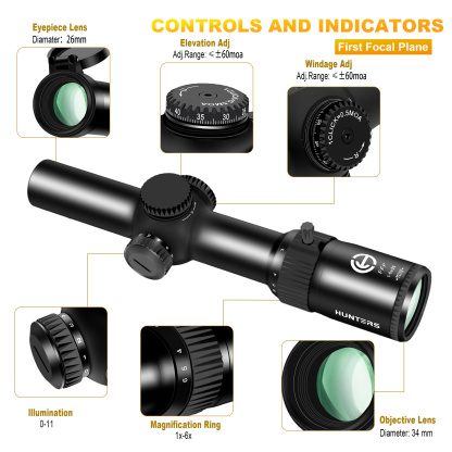Hunters FFP 1-6X26 mm Waterproof Fog-Proof Rugged Tactical Hunting Scope