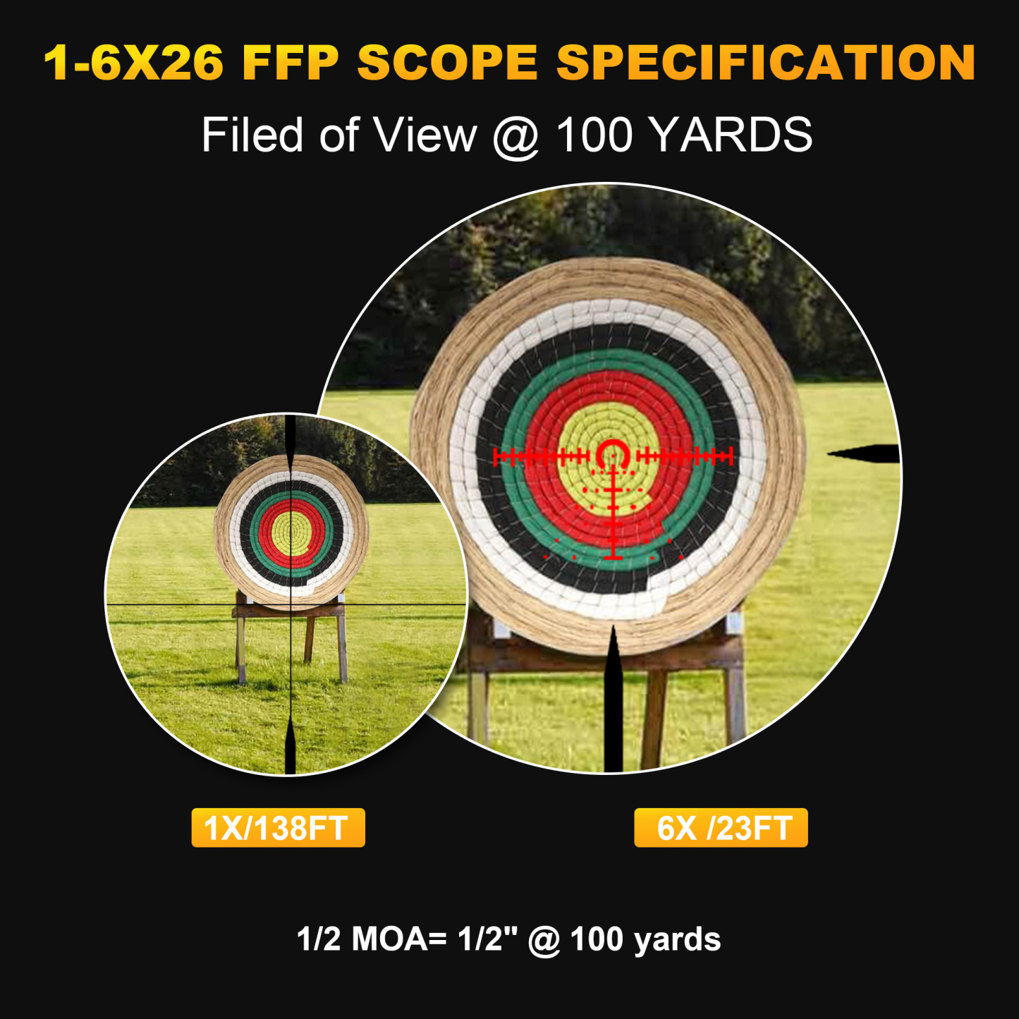 Hunters FFP 1-6X26 mm Waterproof Fog-Proof Rugged Tactical Hunting Scope