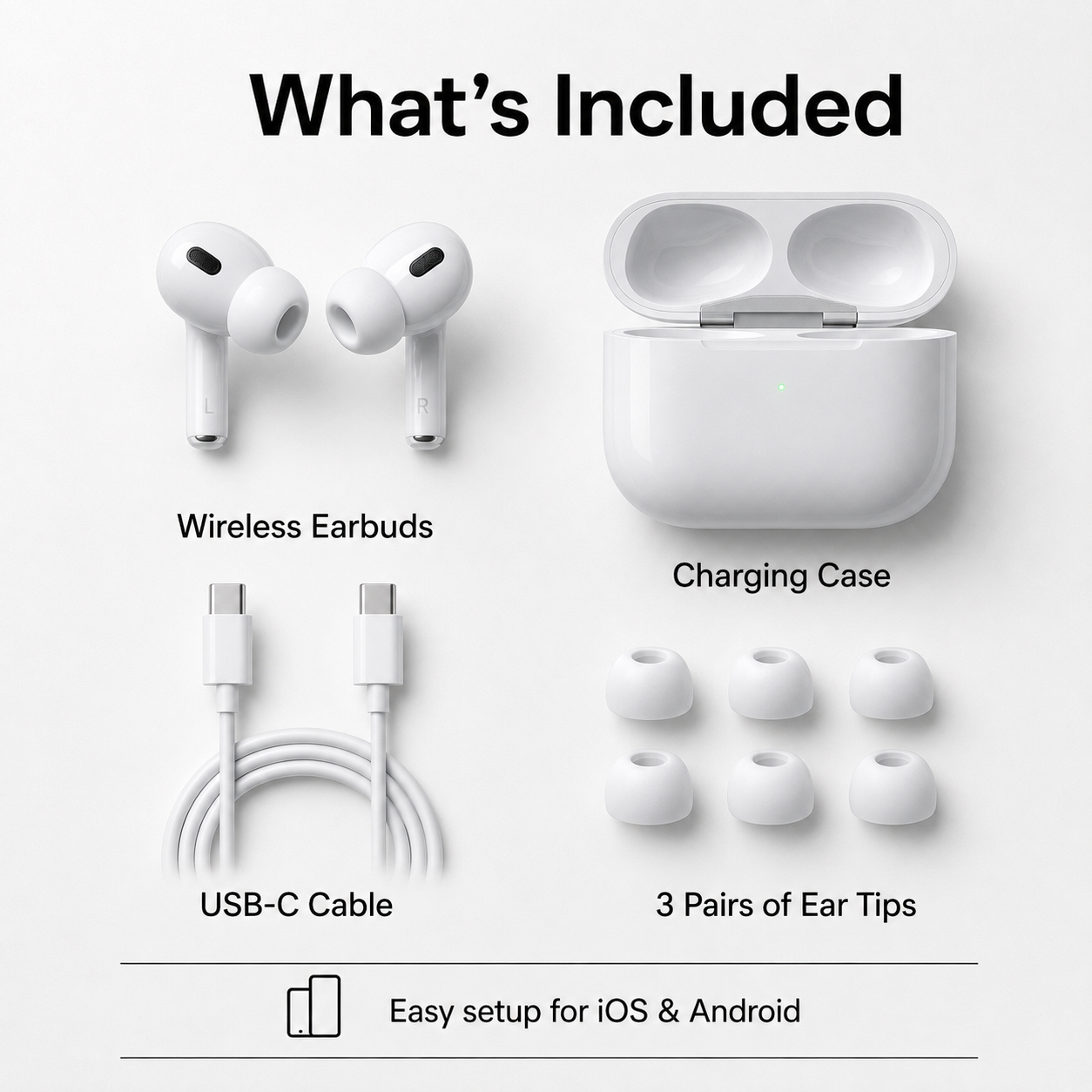 TWS Pro wireless in-ear Bluetooth earbuds deliver clear, high-definition call quality and feature noise cancellation, making them ideal for studying, working, and everyday use.
