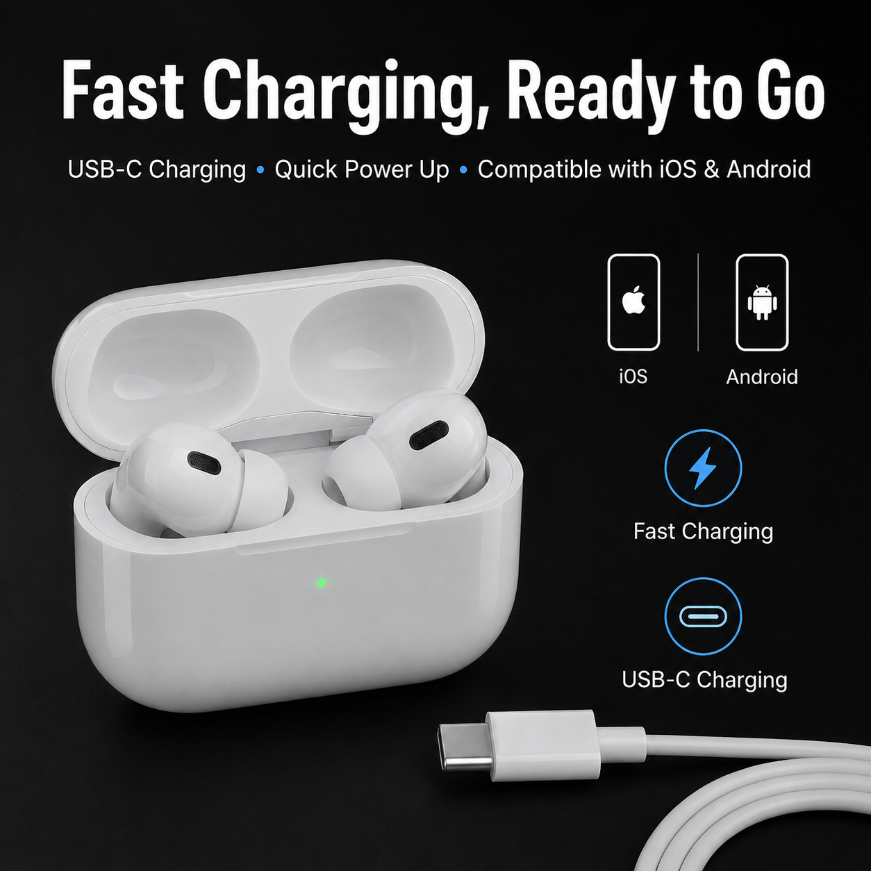 TWS Pro wireless in-ear Bluetooth earbuds deliver clear, high-definition call quality and feature noise cancellation, making them ideal for studying, working, and everyday use.
