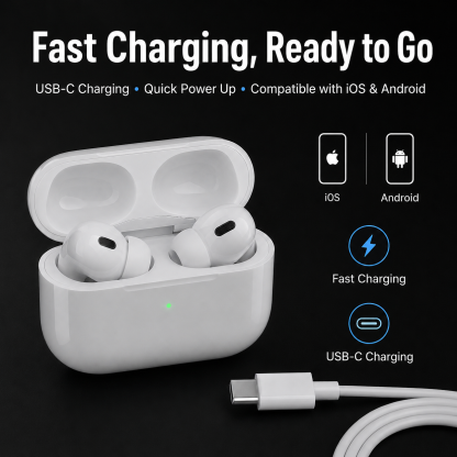 TWS Pro wireless in-ear Bluetooth earbuds deliver clear, high-definition call quality and feature noise cancellation, making them ideal for studying, working, and everyday use.