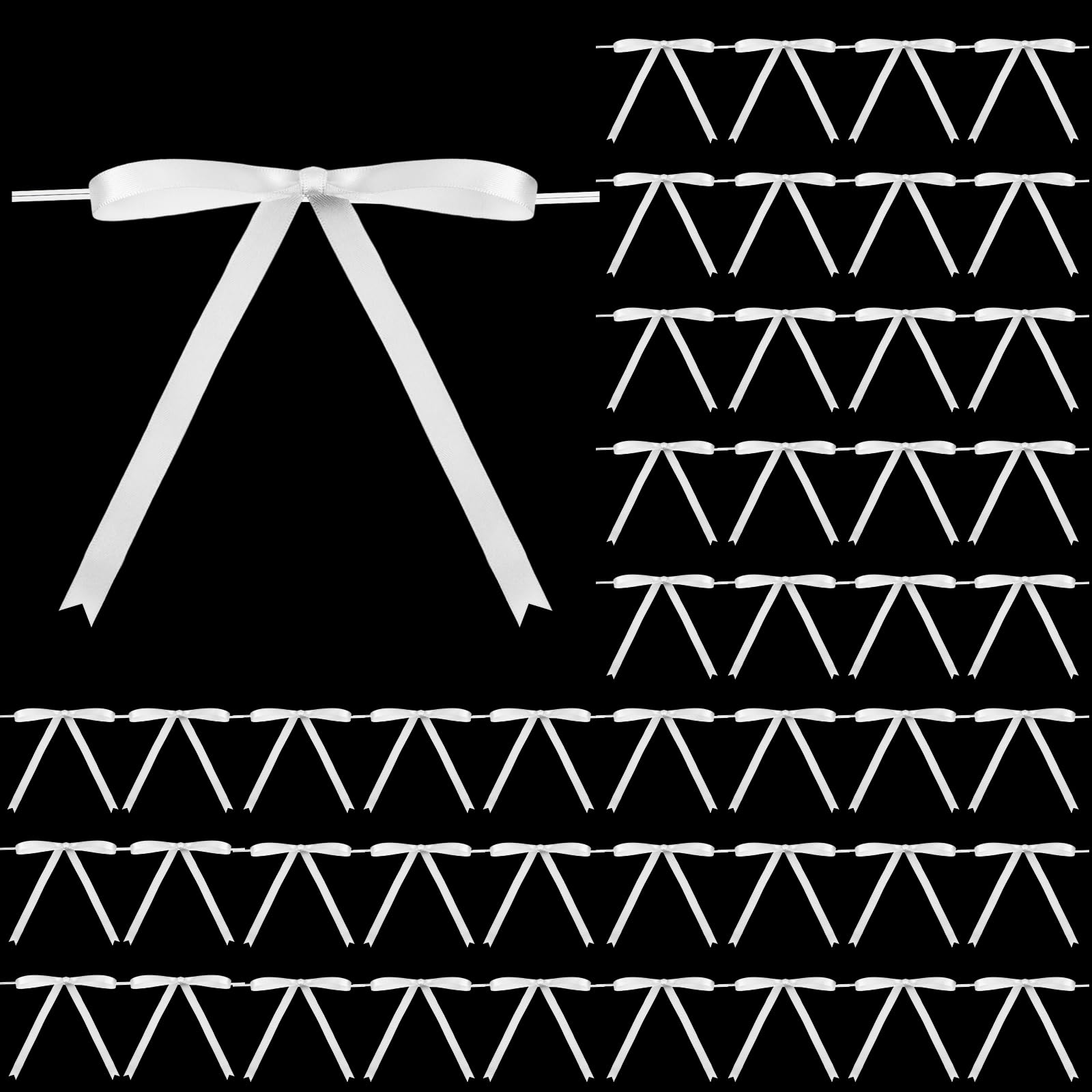 Ribbon Bows Satin Twist Tie Bows for Gift Wrapping,5x7 Inch,50 Counts