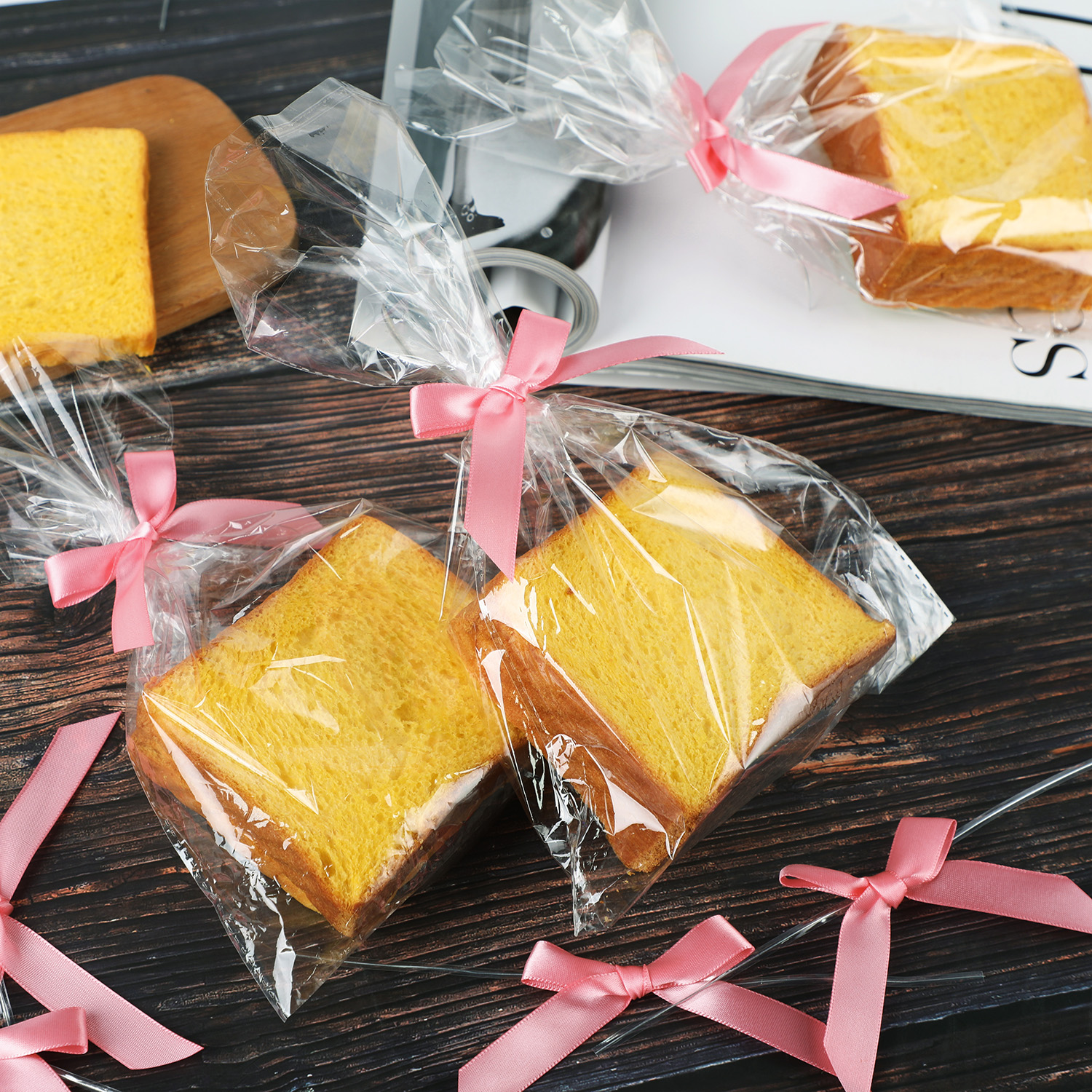 Satin Ribbon Twist Tie Bows for Treat Bags, Gift Bags, Bakery Candy Bags and Package Decorating Ribbon Bow, Bowknot for Gifts