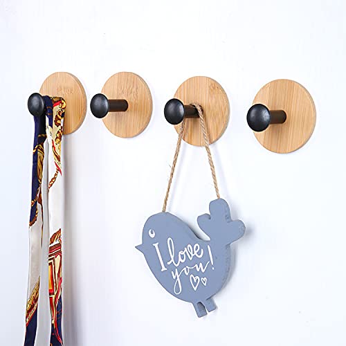 Self Adhesive Hooks Natural Bamboo 3M Wall Hooks for Hanging Heavy Duty