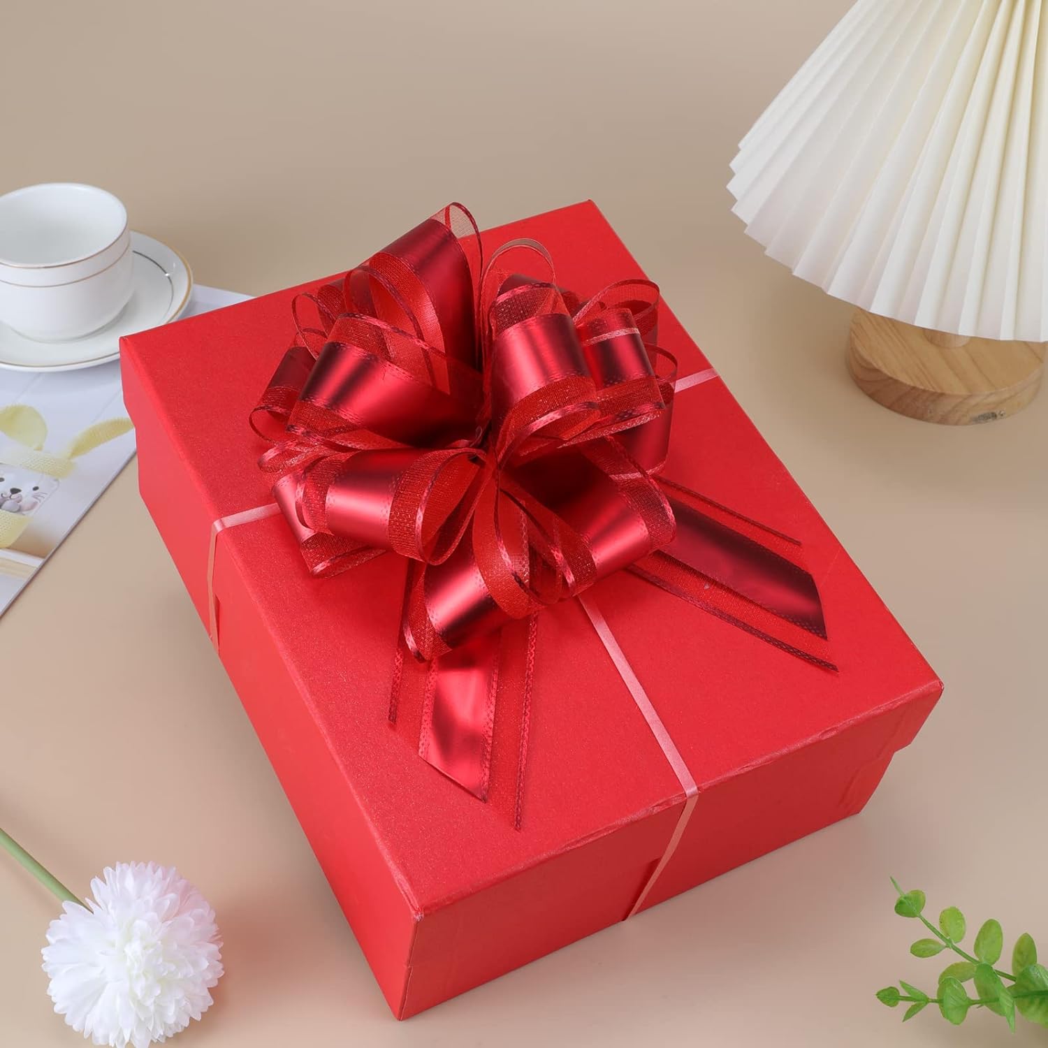 Pull Bow Gift Wrapping Bows, Pull Bow with Ribbon for Wedding Gift Baskets, Party Gift Wrap Bows, Presents Decorating Bows