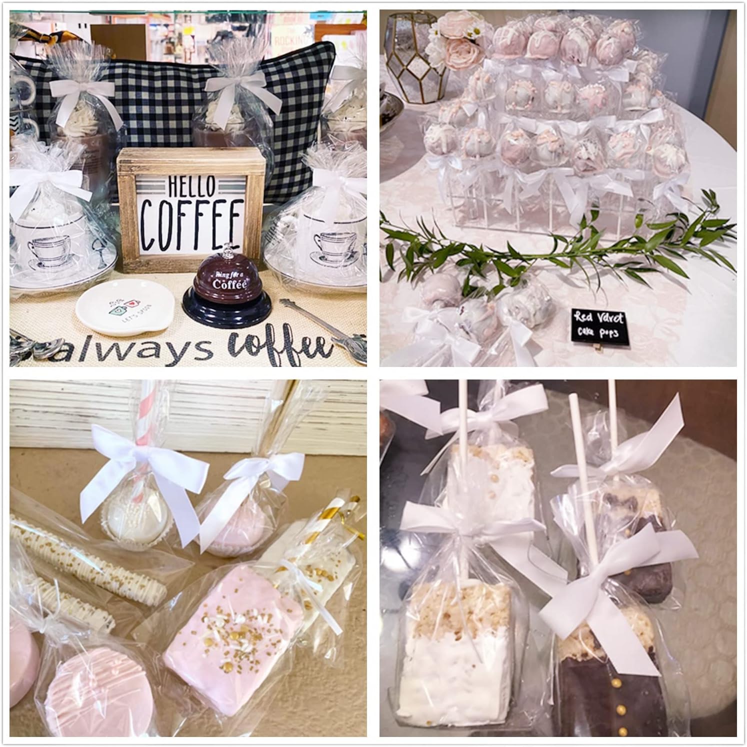 Satin Ribbon Twist Tie Bows for Treat Bags, Gift Bags, Bakery Candy Bags and Package Decorating Ribbon Bow, Bowknot for Gifts