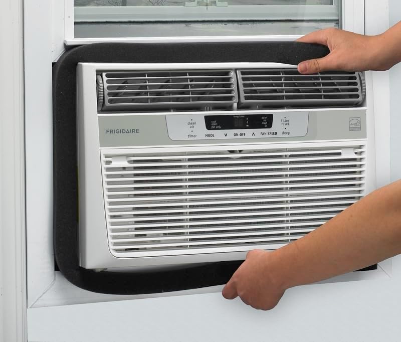 Air Conditioner Foam Insulation Strip Black High Resilience Window AC Insulation Foam Weather Stripping Seal Tape with Glue Point,3pack,2''x1''x6.5ft