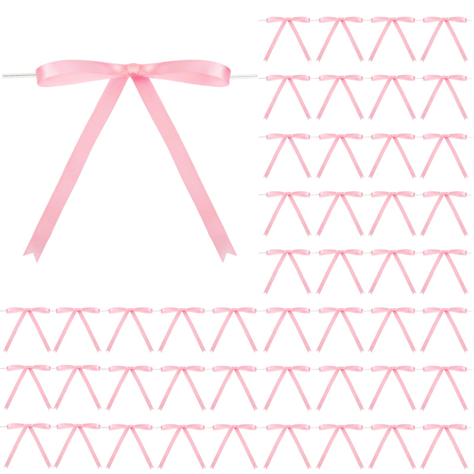 Ribbon Bows Satin Twist Tie Bows for Gift Wrapping,5x7 Inch,50 Counts