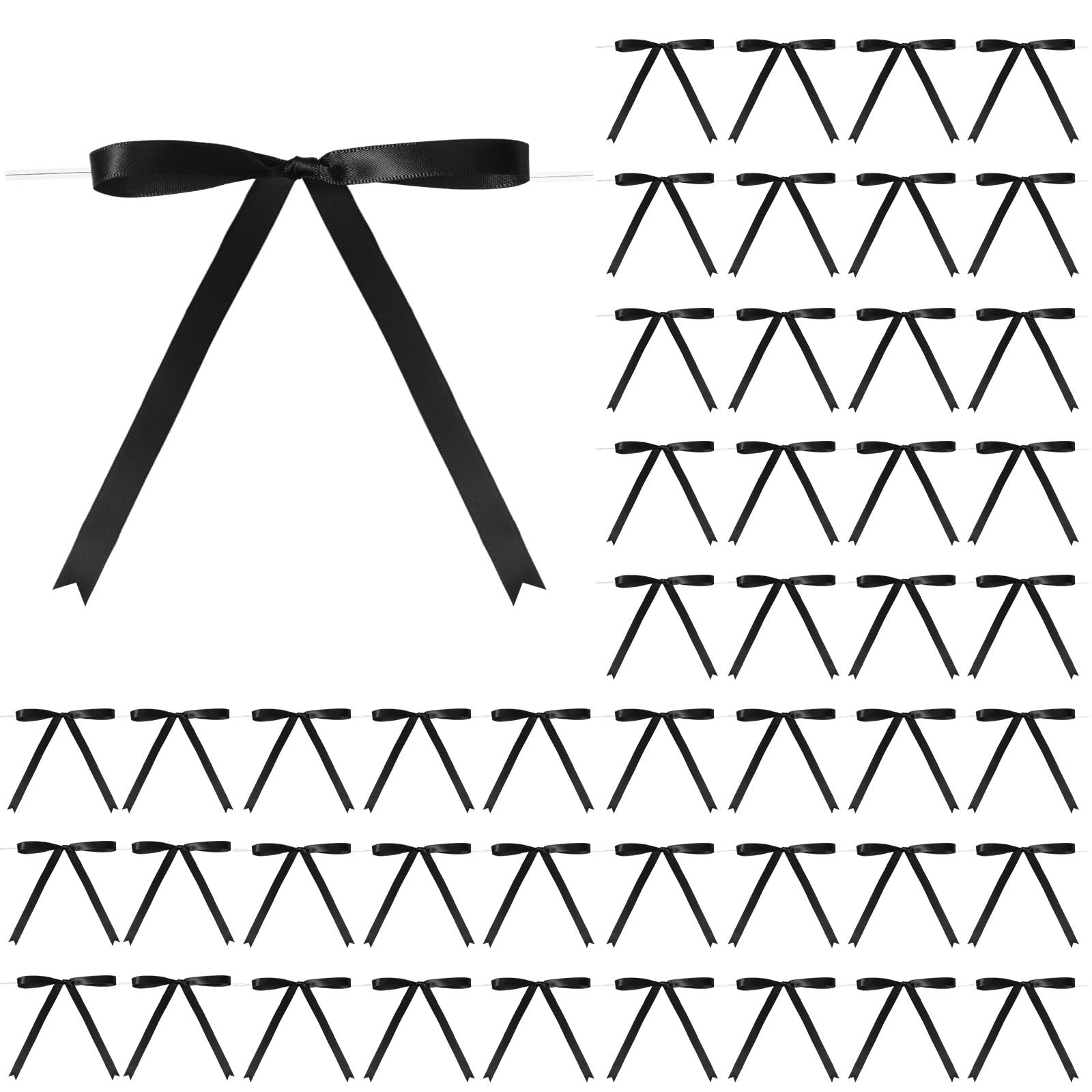 Ribbon Bows Satin Twist Tie Bows for Gift Wrapping,5x7 Inch,50 Counts