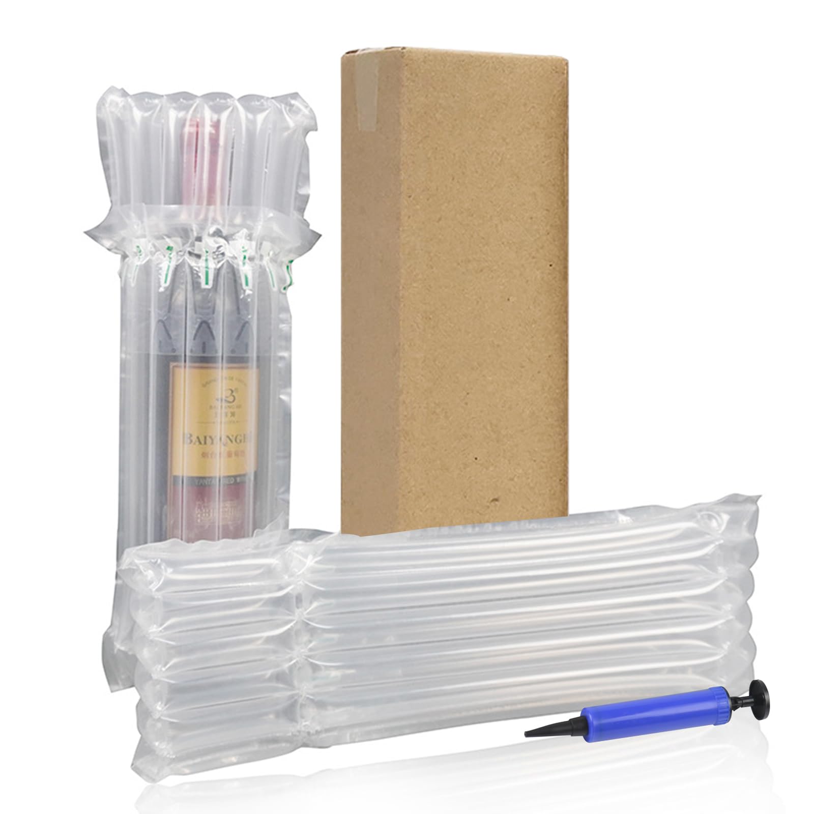 Wine Shipping Box,Include 10 Wine Bottle Box and 10 Wine Bottle Protector Bags with 1 Reusable Air Pump