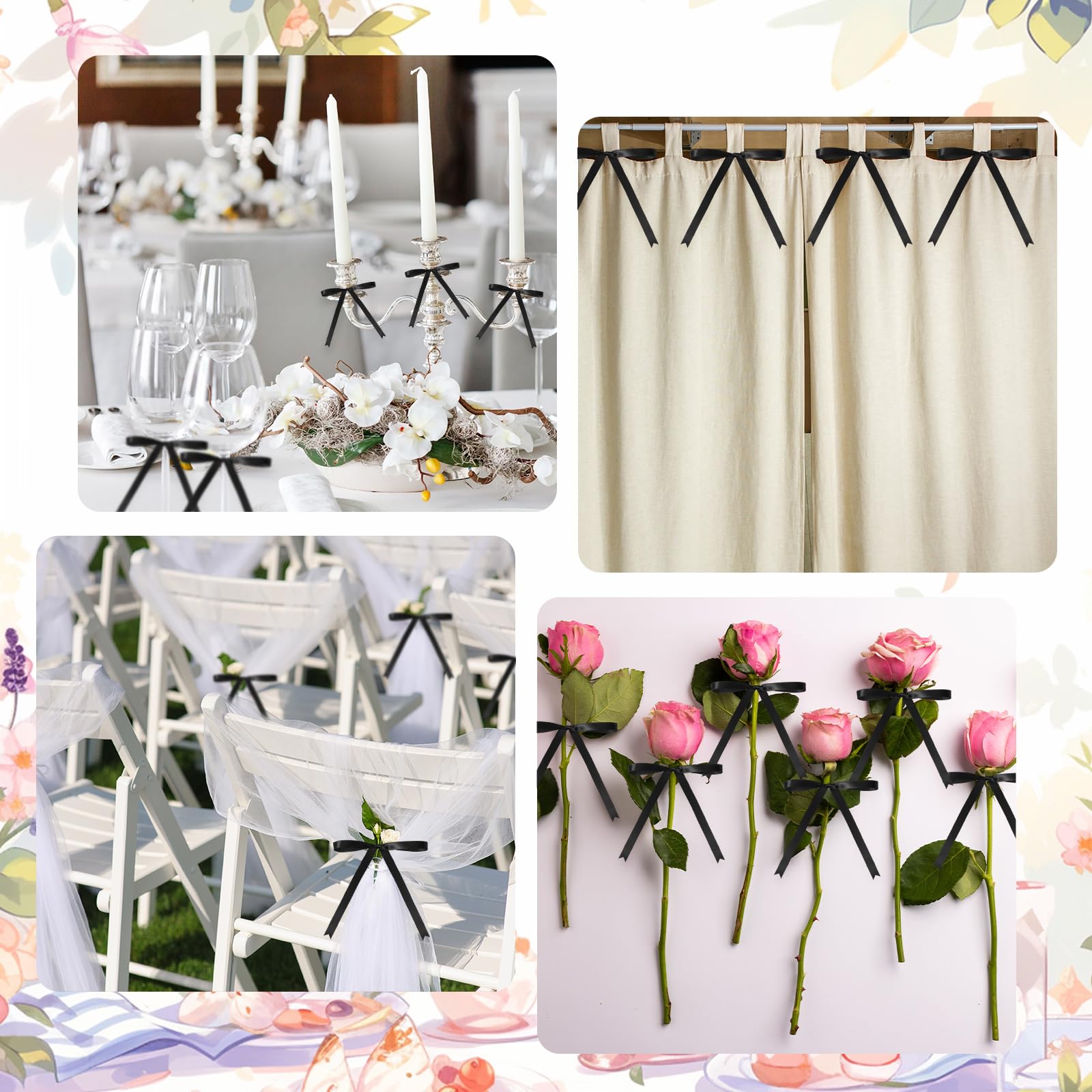 Ribbon Bows Satin Twist Tie Bows for Gift Wrapping,5x7 Inch,50 Counts