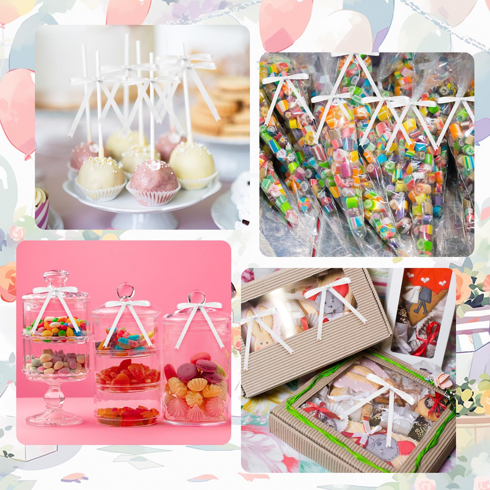 Ribbon Bows Satin Twist Tie Bows for Gift Wrapping,5x7 Inch,50 Counts