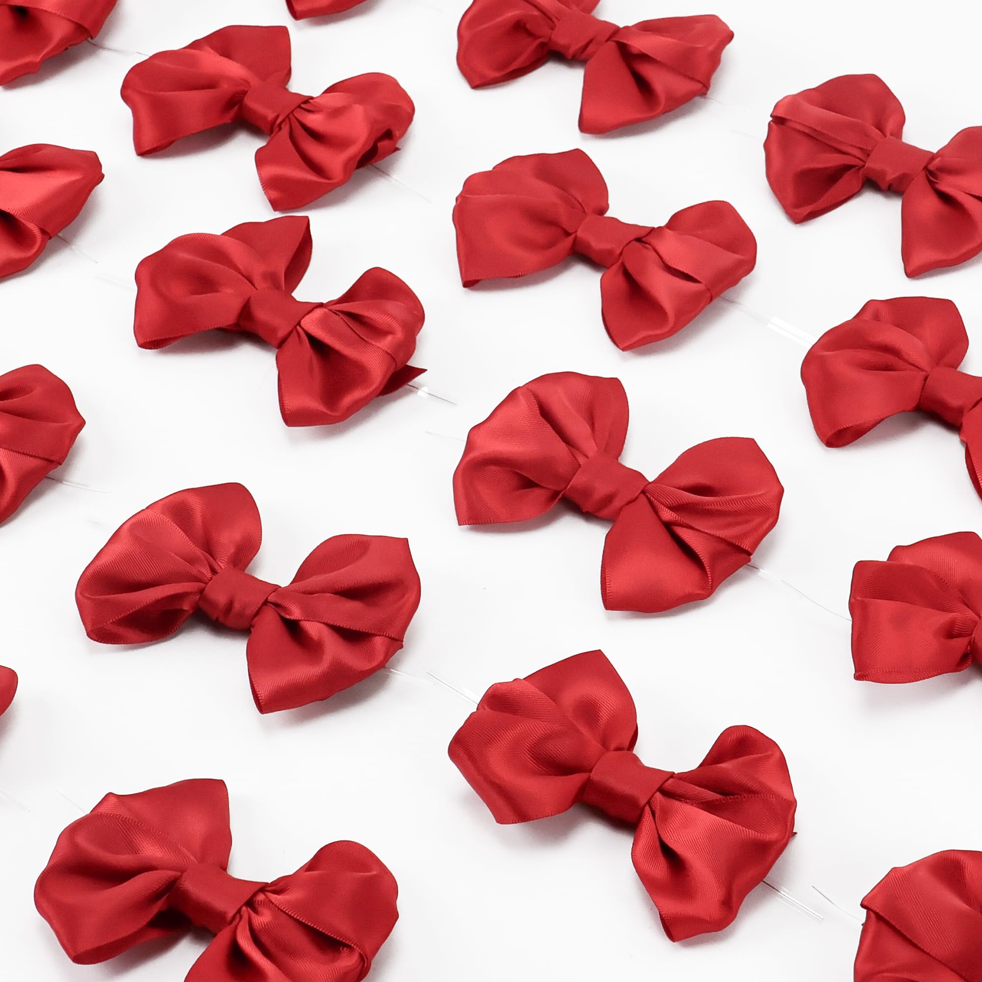 3.5inches Twist Tie Bows for Treat Bags Satin Ribbon Bows for Crafts, 25 Packs