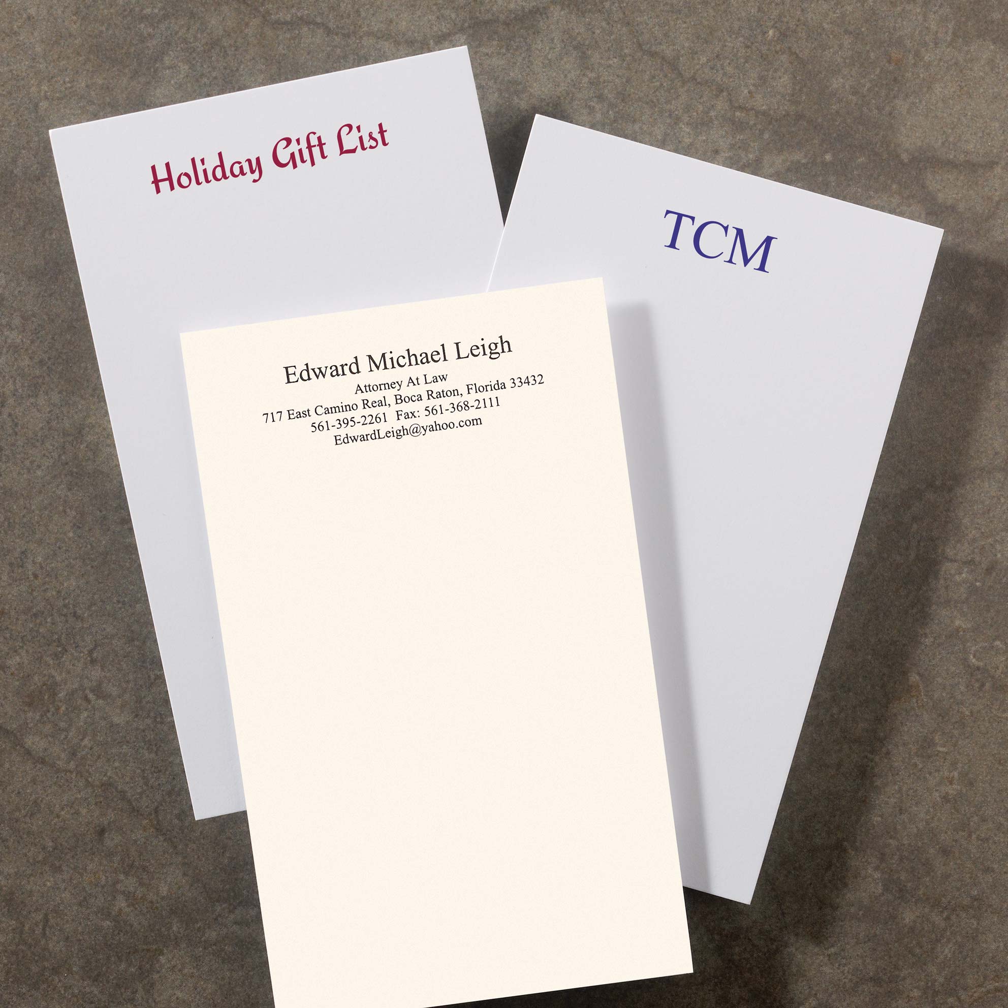 250 Personalized 3 x 5 Cards, Vertical Plain