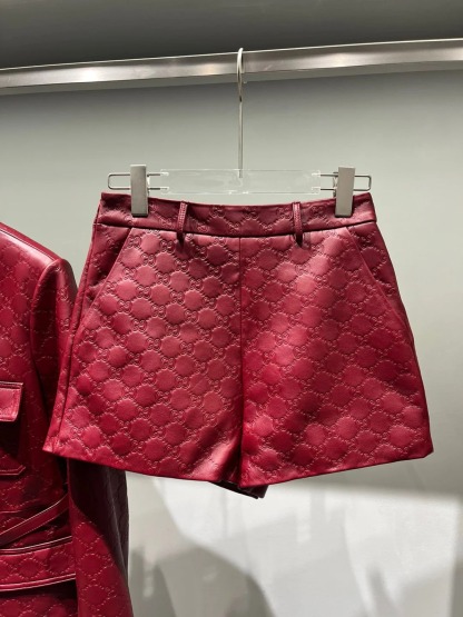 GG Sheepskin Embossed Motorcycle Leather Jacket