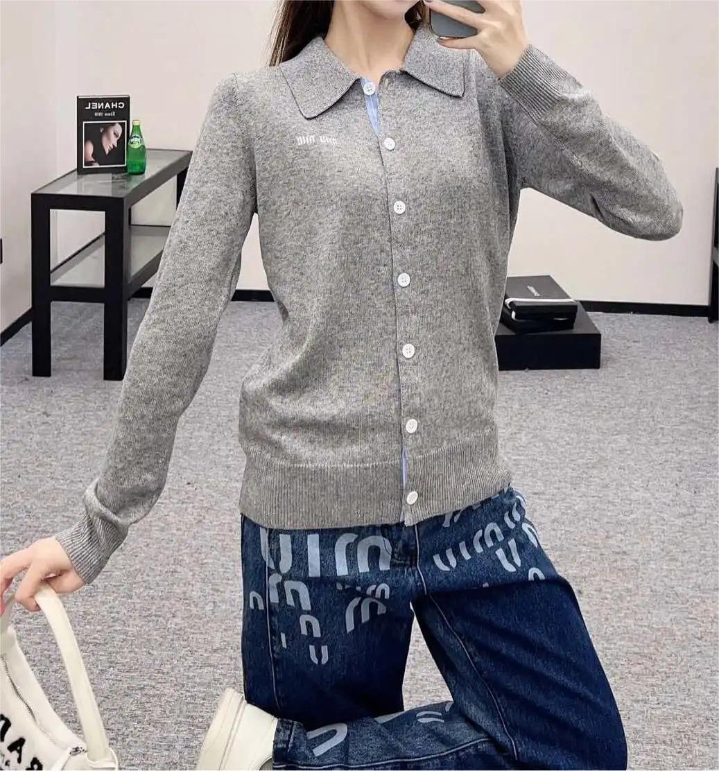 MIU25SS polo single-breasted cardigan