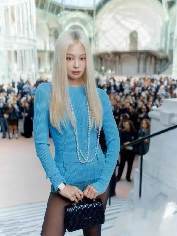 CHNEL Peacock Blue Belted Knit Top