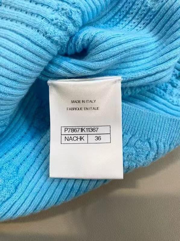 CHNEL Peacock Blue Belted Knit Top