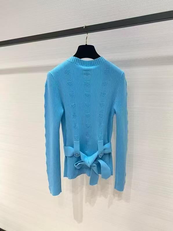 CHNEL Peacock Blue Belted Knit Top