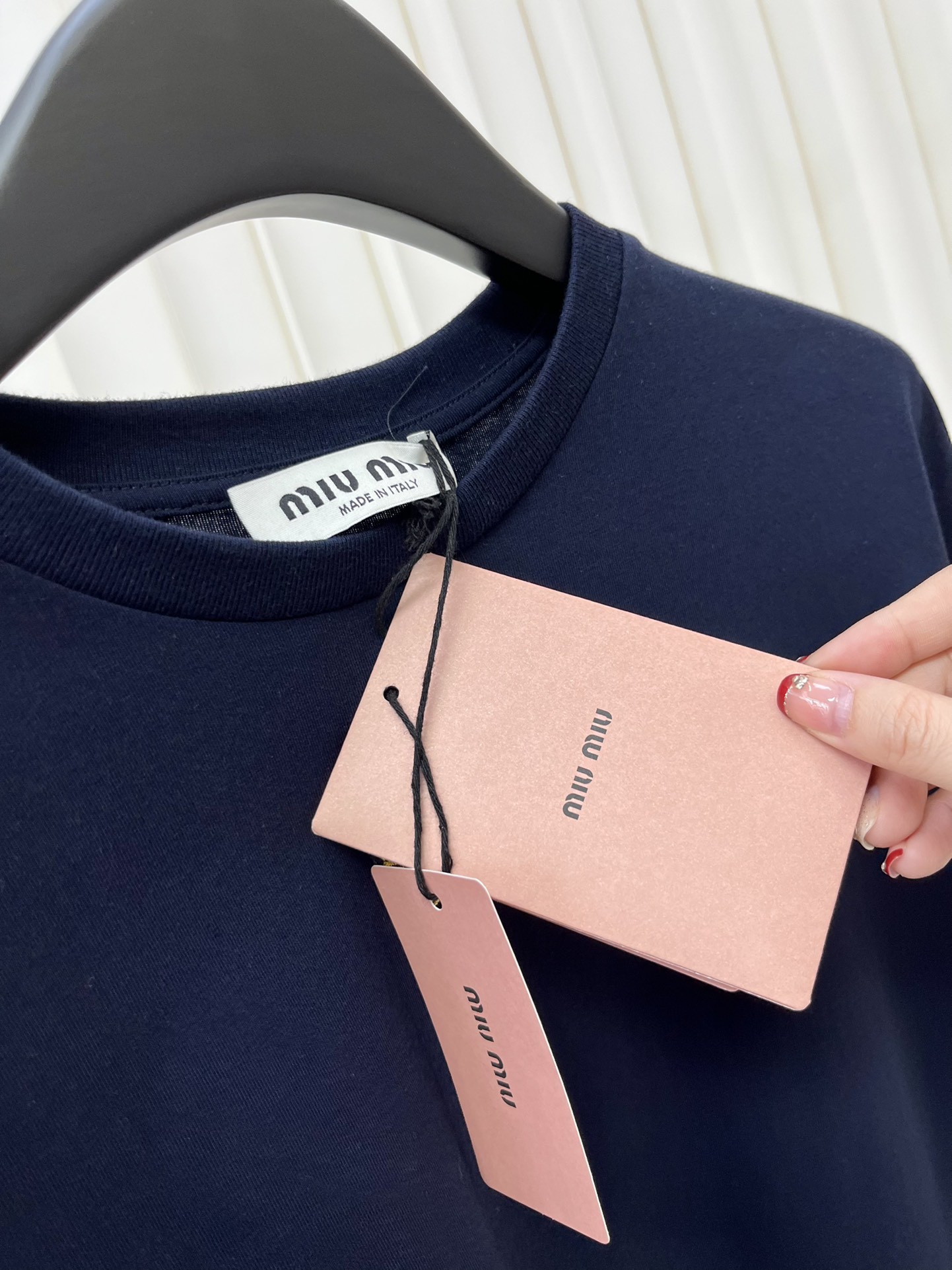 Miu Gold Label Embroidered Round Neck Long Sleeve