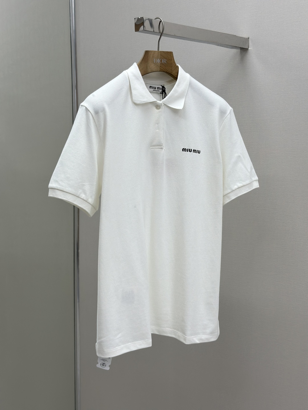 MIU25SS embroidered logo lapel polo shirt