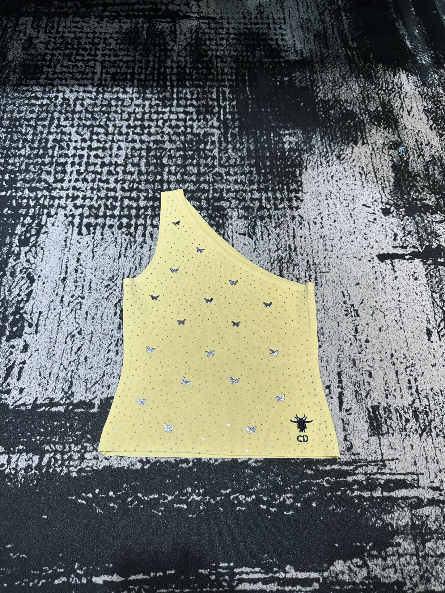 DOR25 summer new full hot diamond heavy section slant shoulder undershirt