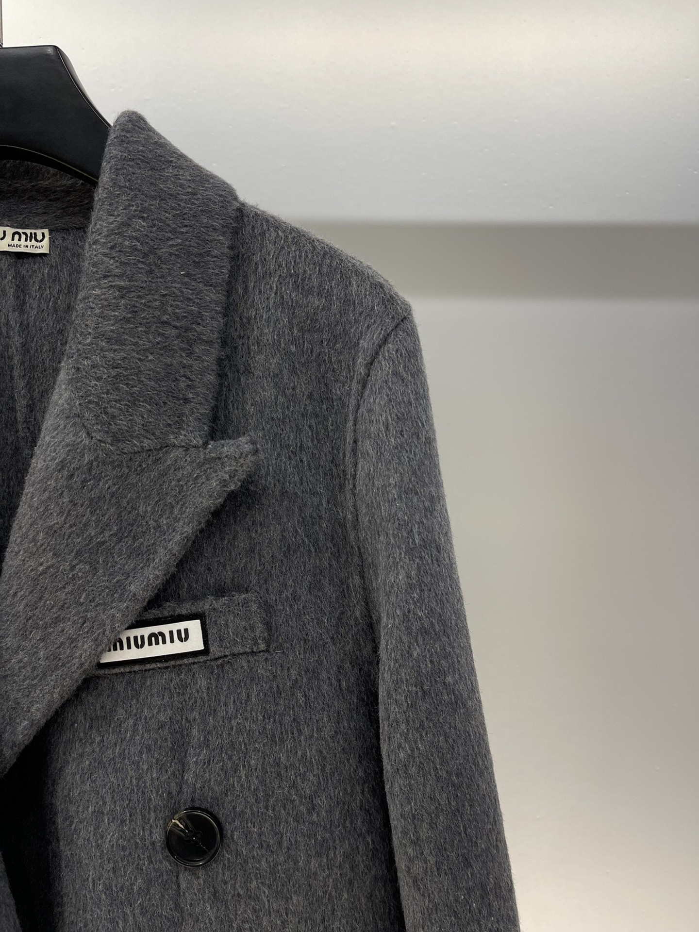 Miu three-dimensional logo tweed coat jacket