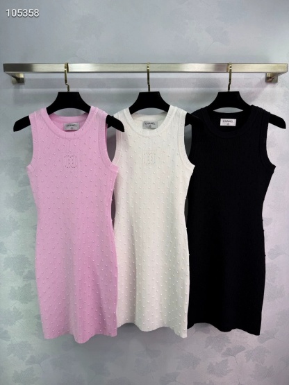 CHNEL Double C Cutout Polka Dot Dress