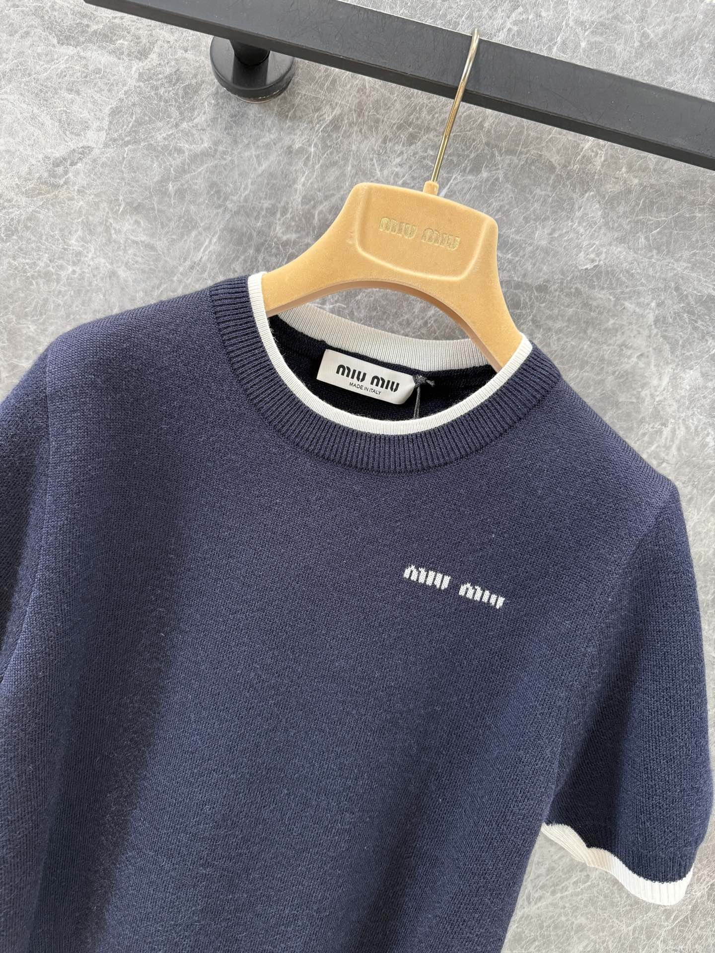 Miu False Two Piece Knitted Cashmere Short Sleeve